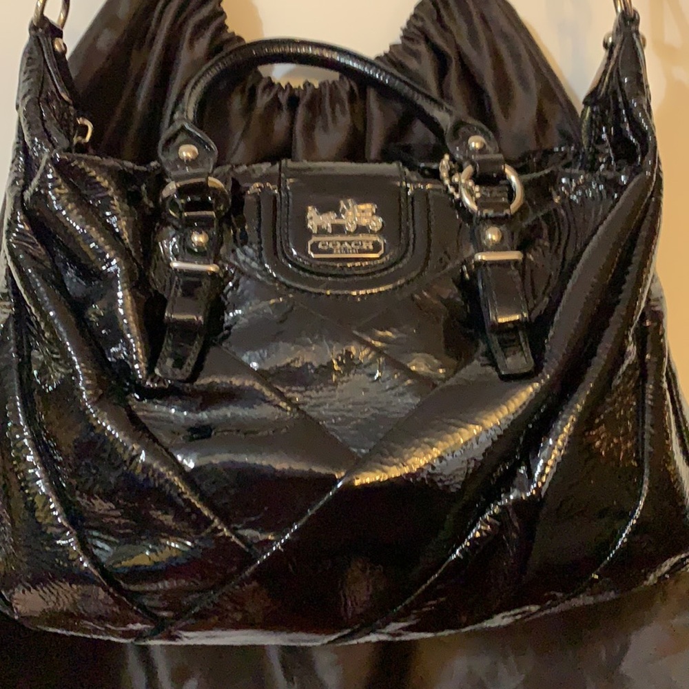COACH black patent leather purse